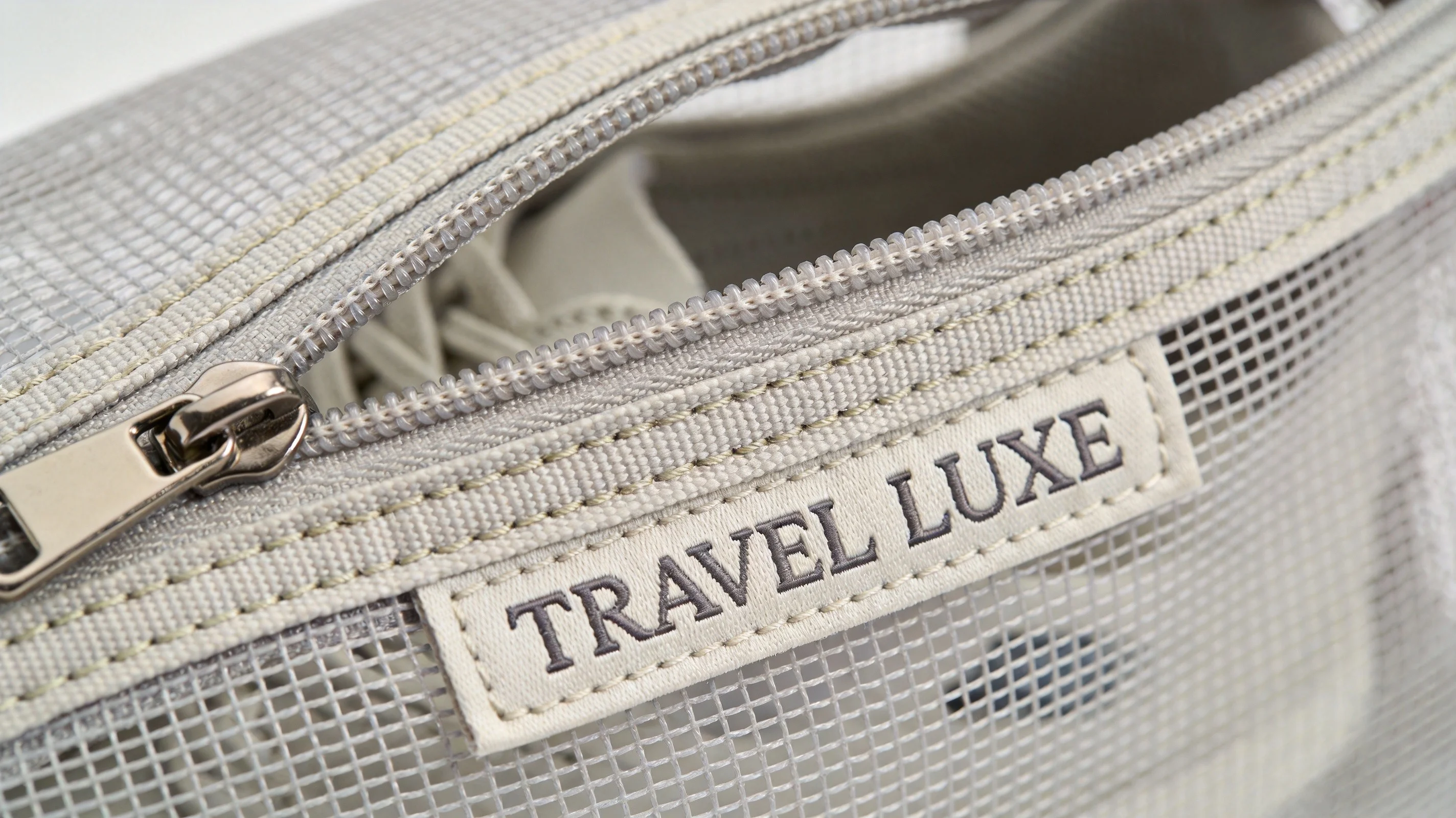 Custom nylon mesh shoe bag close-up showing breathable mesh fabric and reinforced stitching